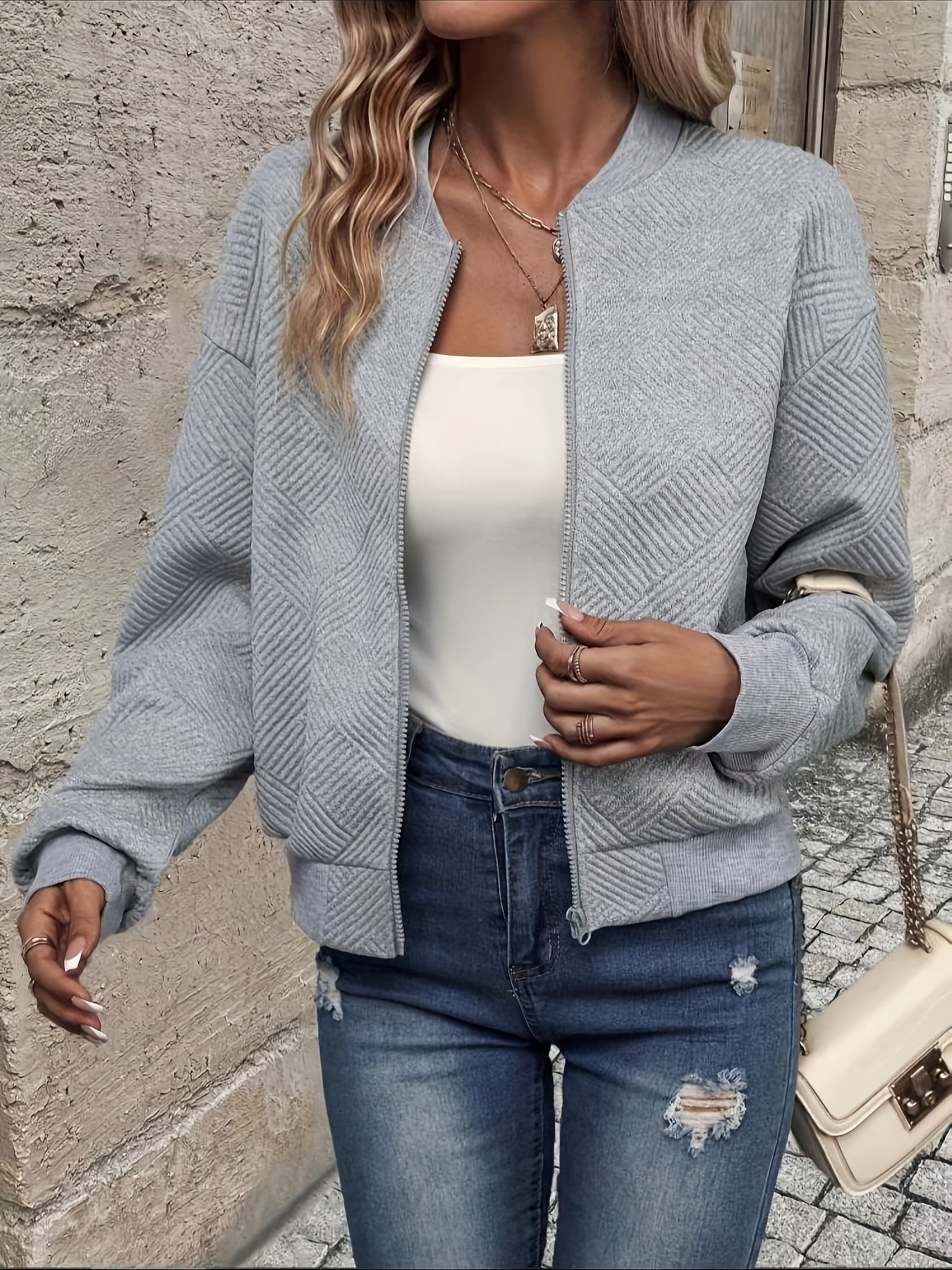 Stilfuld dame zip-up jakke – Rivka efterårsudgave