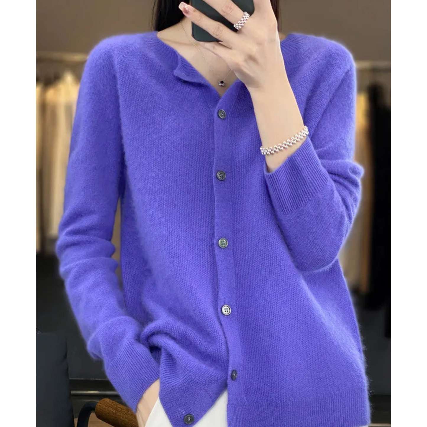Dame Rundhalset Cardigan – Amalia Efterårsfortryllelse