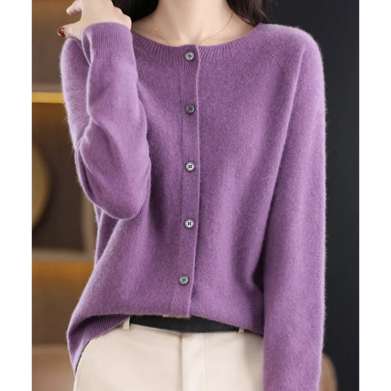 Dame Rundhalset Cardigan – Amalia Efterårsfortryllelse