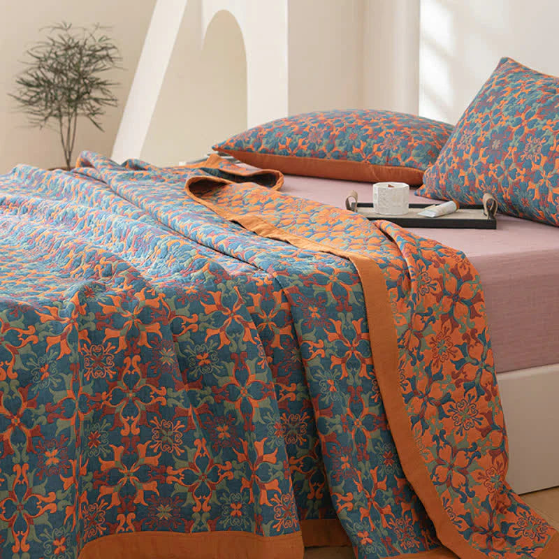 Bomuldsquilt med blåt mønster – Florencia