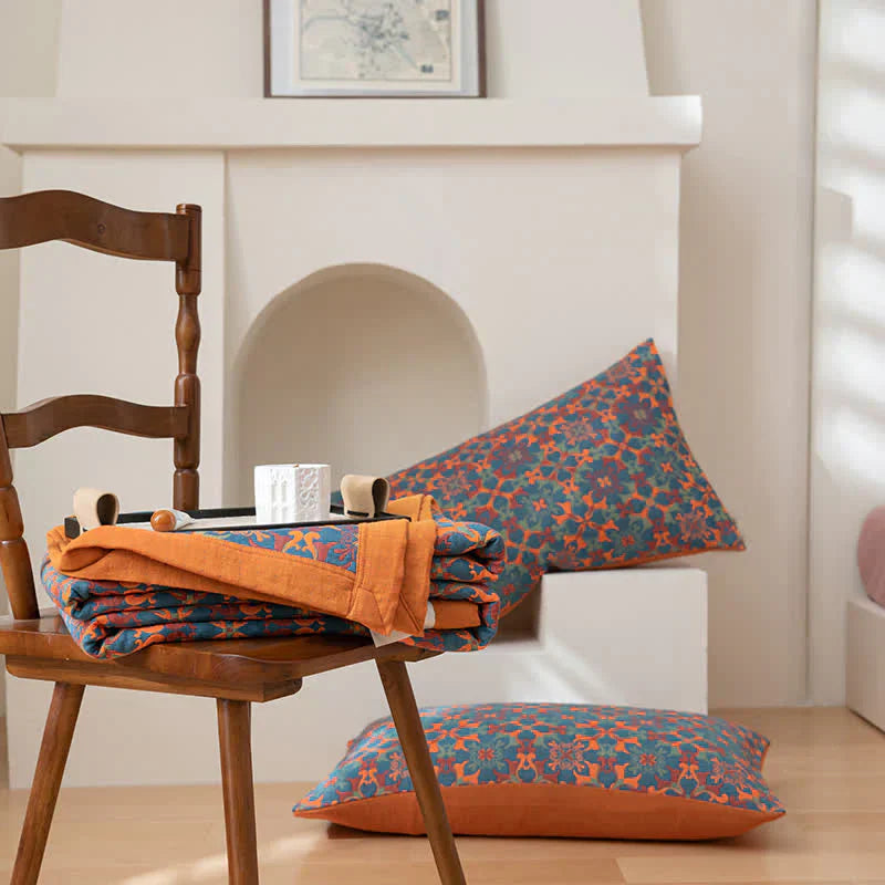 Bomuldsquilt med blåt mønster – Florencia