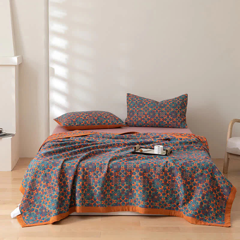 Bomuldsquilt med blåt mønster – Florencia