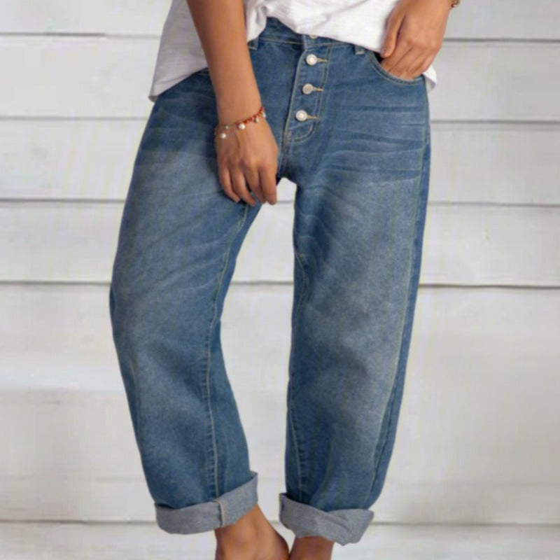 Boyfriend-jeans med høj talje til damer – Maribel
