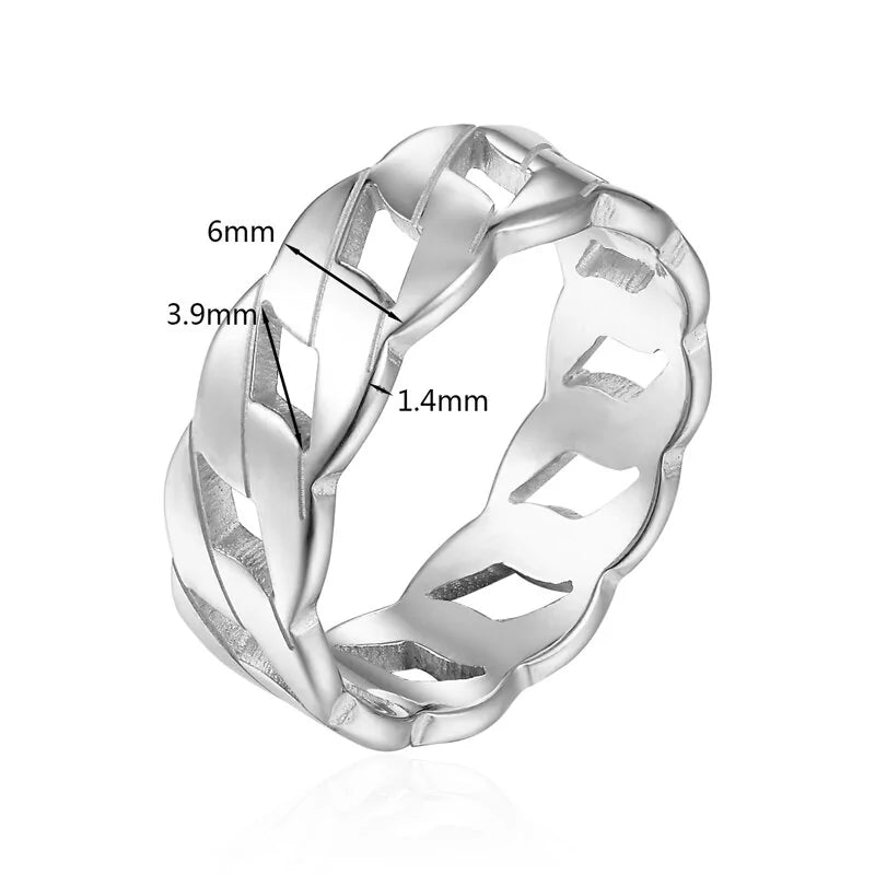 Silberner geflochtener Ring, 6mm breit, Schmuck, modisch, Damenaccessoire, elegantes Design.