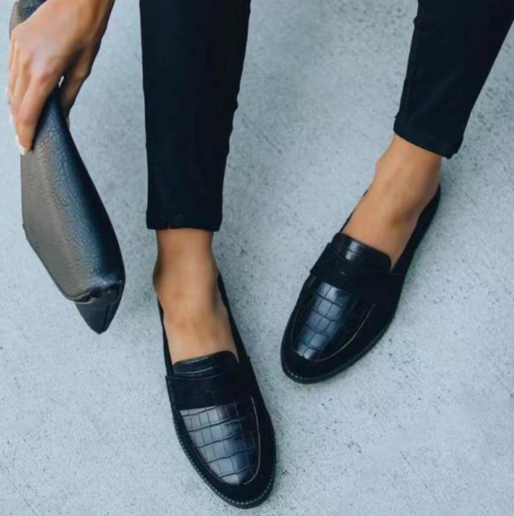 Sorte dame loafers – Elara