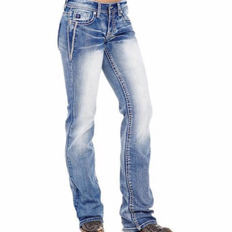 Dame bootcut jeans med flag-detaljer – Madison