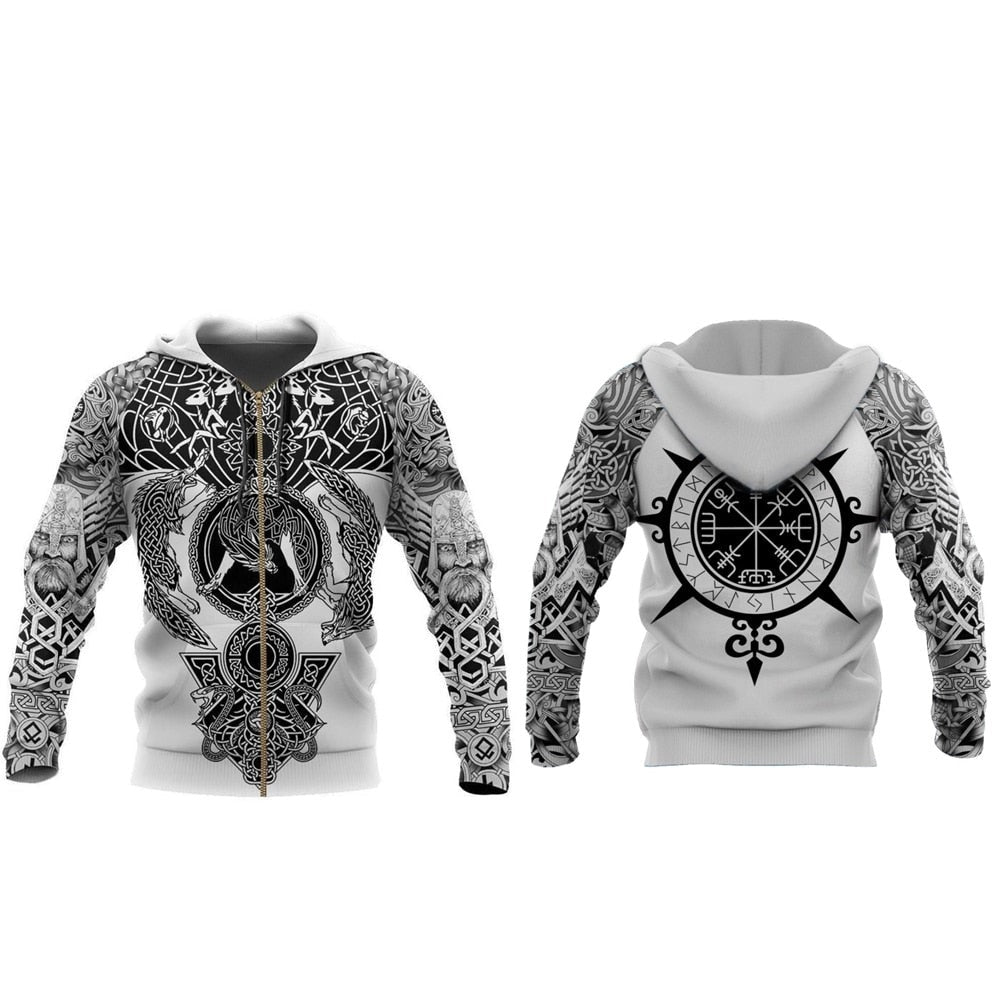 Efterårsinspireret Viking-hoodie med runer og kriger-motiver – Eirik