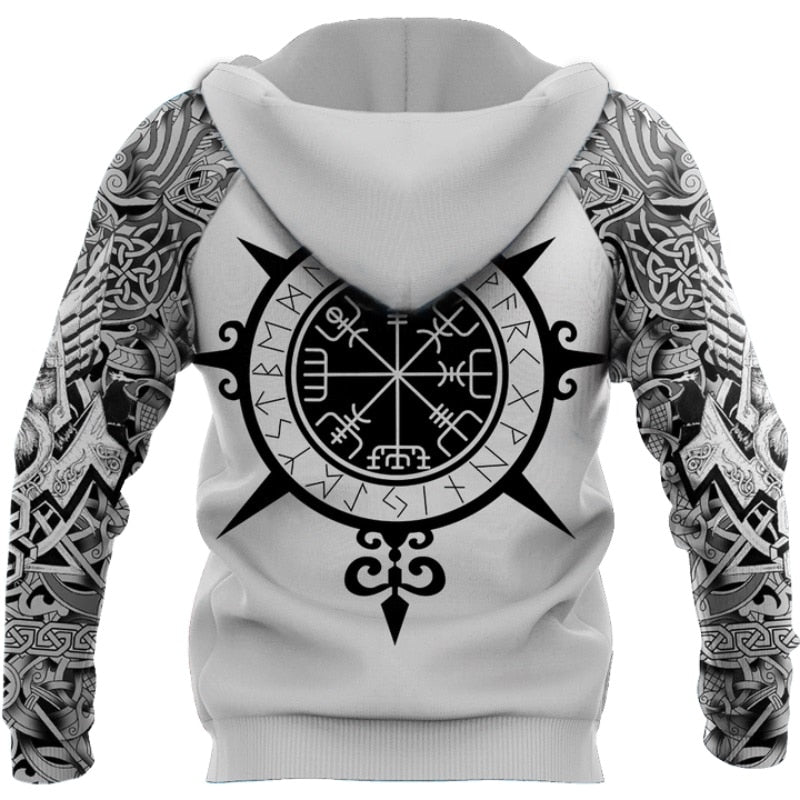Efterårsinspireret Viking-hoodie med runer og kriger-motiver – Eirik