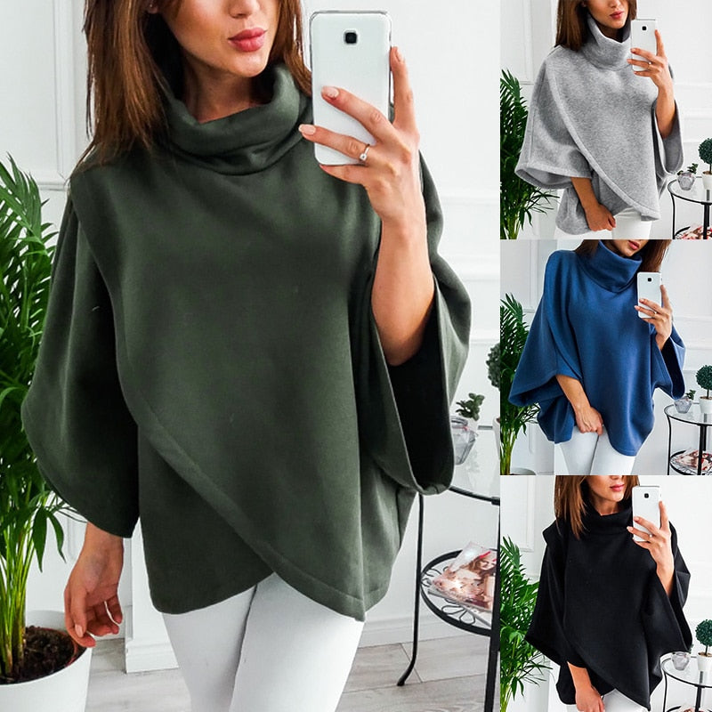 Asymmetrisk damestrik med rullekrave – Efterårsmagi Mara