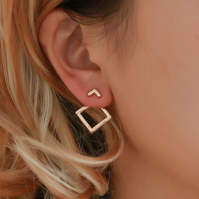 Goldene geometrische Ohrringe, Retro-Design, Damen-Mode, koreanischer Schmuck, Party-Accessoire.