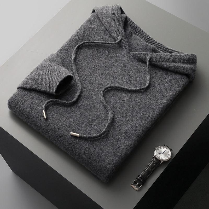 Herre-hoodie i merinould – Cassiano efterårsudgave