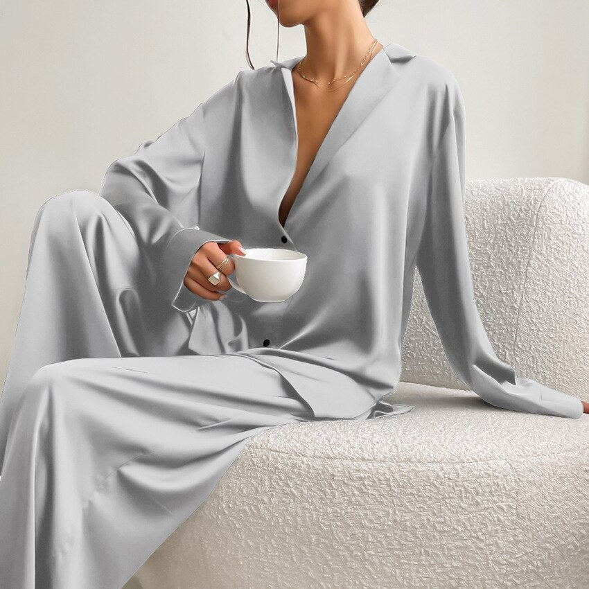 Satin-Pyjama-sæt – Isabella Efterårsfortryllelse Udgave