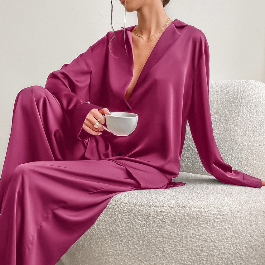 Satin-Pyjama-sæt – Isabella Efterårsfortryllelse Udgave