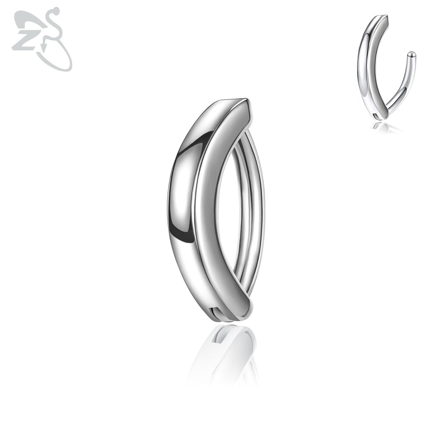 Silberner Nasenring aus Edelstahl, minimalistisches Design, glänzend, Piercingschmuck.