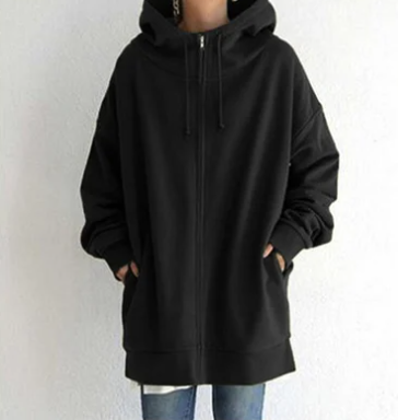 Oversized dame hoodie med lynlås og hætte – Efterårsmagi Meliora