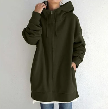 Oversized dame hoodie med lynlås og hætte – Efterårsmagi Meliora