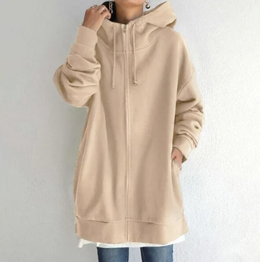 Oversized dame hoodie med lynlås og hætte – Efterårsmagi Meliora