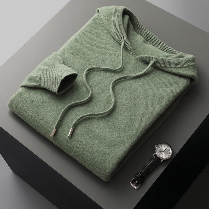Herre-hoodie i merinould – Cassiano efterårsudgave