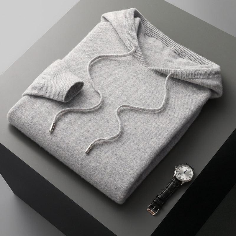 Herre-hoodie i merinould – Cassiano efterårsudgave