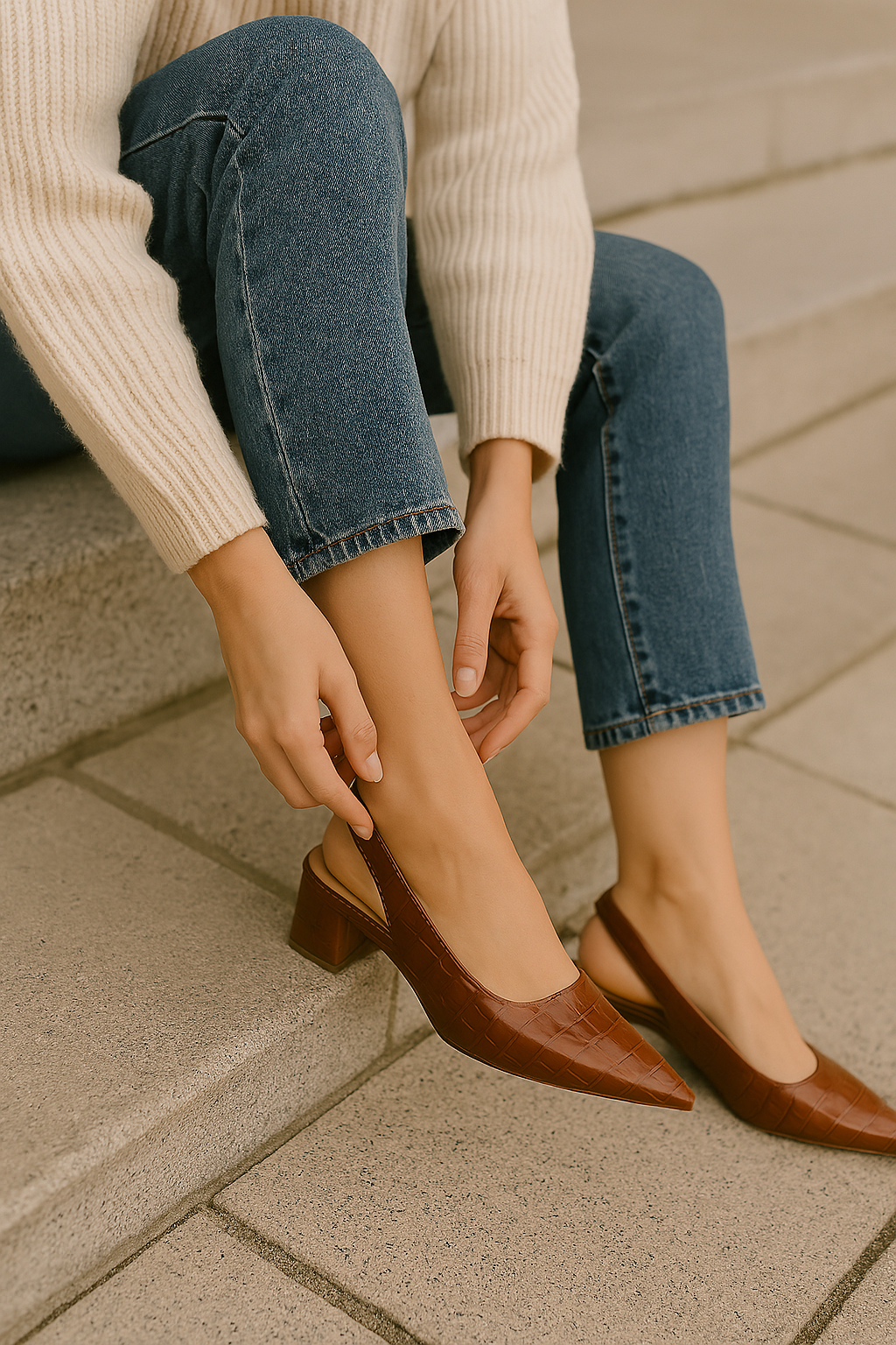 Slingback Pumps Mit Blockabsatz - Annika