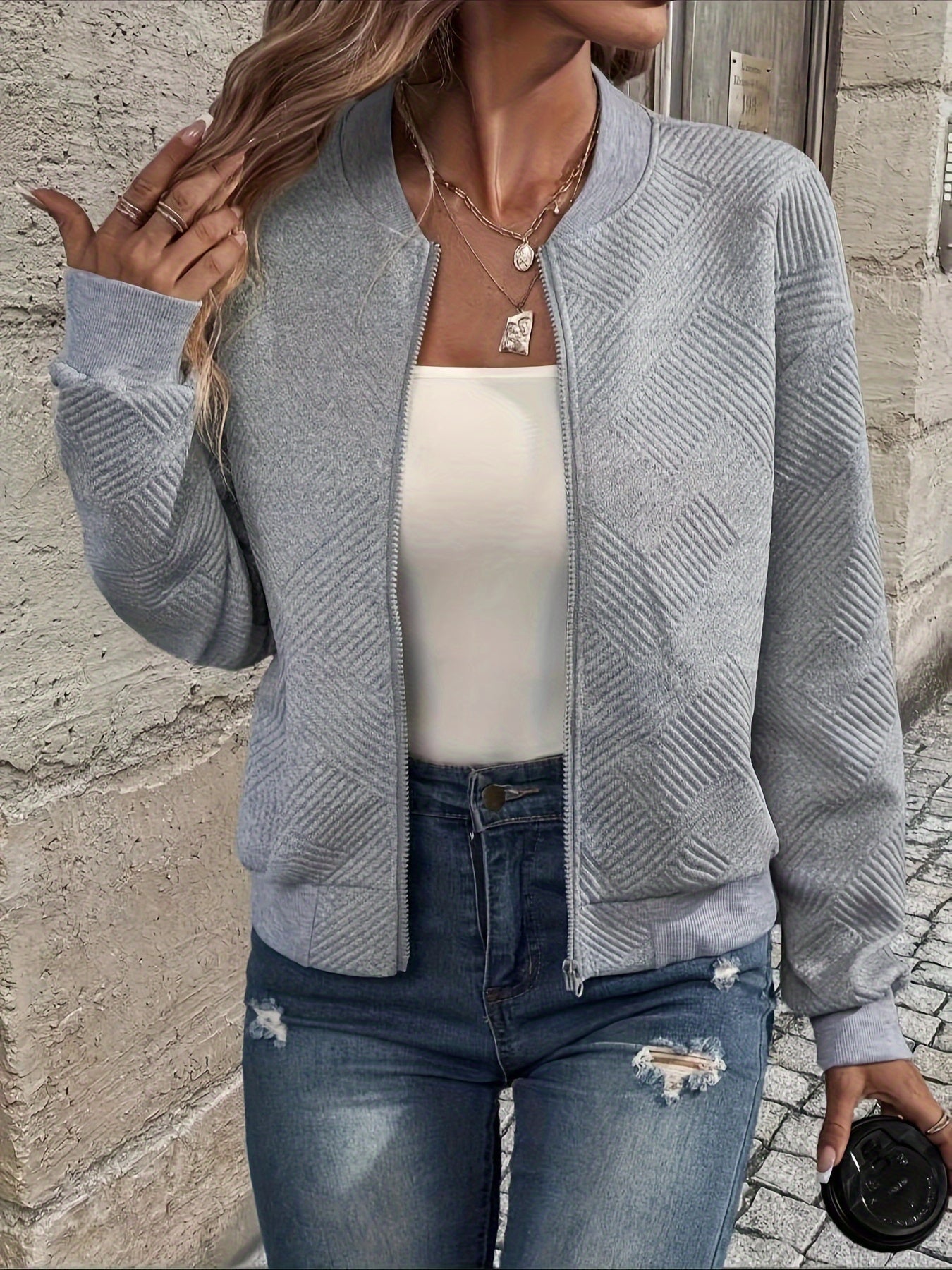 Stilfuld dame zip-up jakke – Rivka efterårsudgave