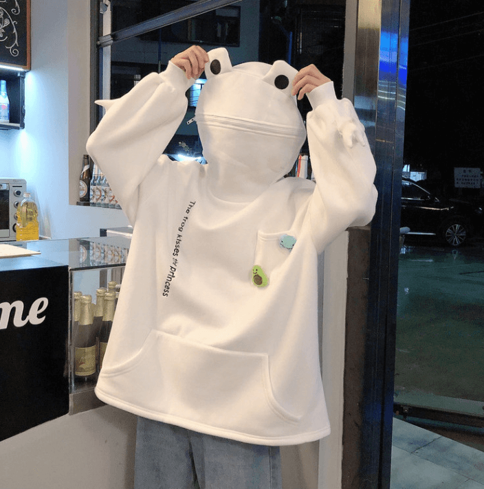Unisex-hoodie med frø-design – Efterårsagtig Froggy-magi