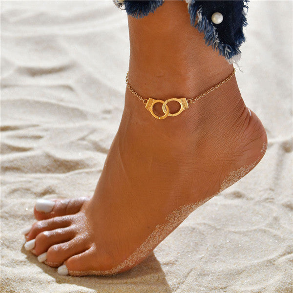 Goldene Boho-Fußkette mit Zirkonia, Damen, Strand, Schmuck, modisch, elegant.