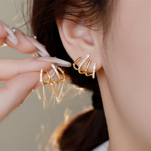 Goldene Retro-Ohrringe mit kleinen Kreisen, Damenmode, koreanischer Schmuck, Hochzeit.