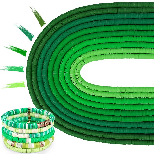 Grüne Heishi-Perlen aus Polymer für Schmuckherstellung, 6mm, DIY-Bastelbedarf.
