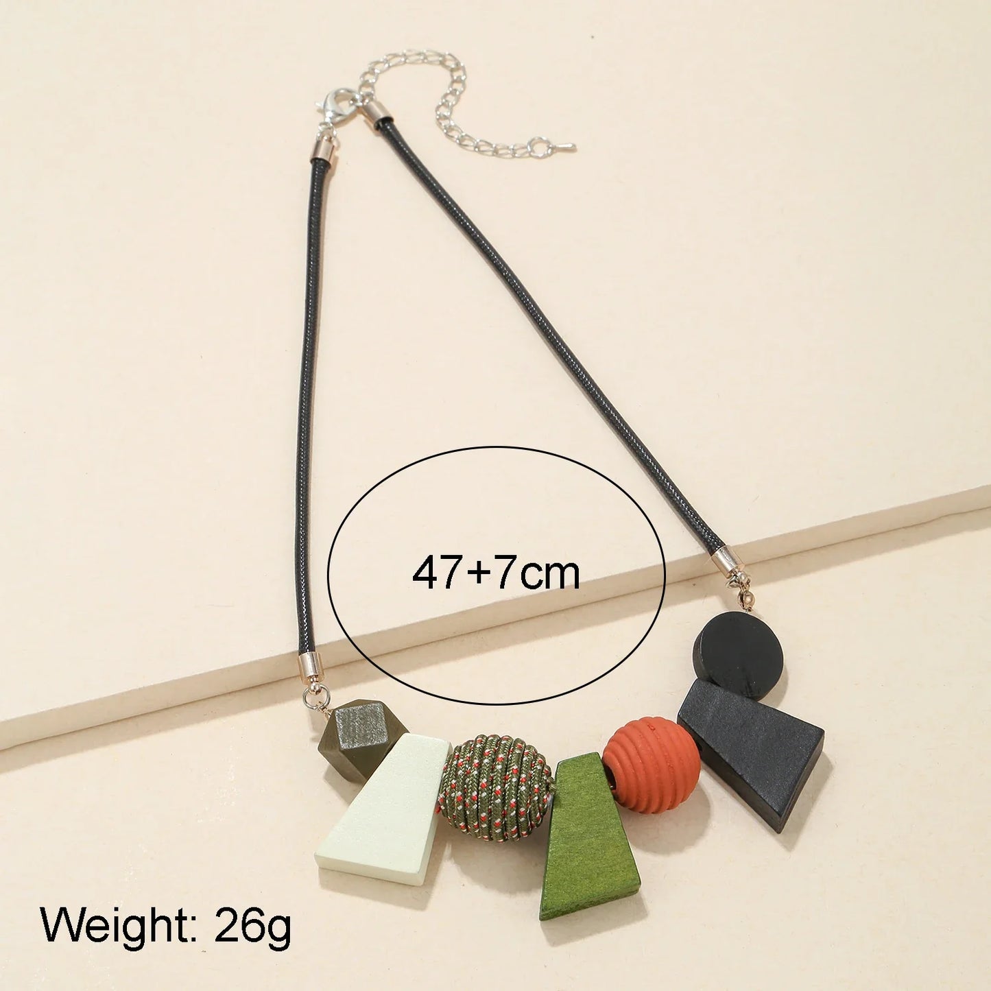 Geometrische Halskette, mehrfarbig, verstellbar, 47+7cm, modisches Accessoire, 26g