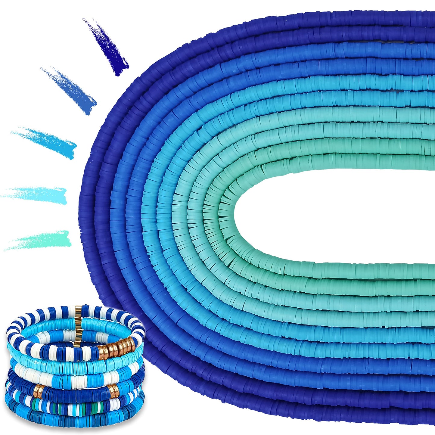 Blaue Heishi-Perlen aus Polymer, 6mm, Schmuckherstellung, DIY-Armband, Bastelbedarf.