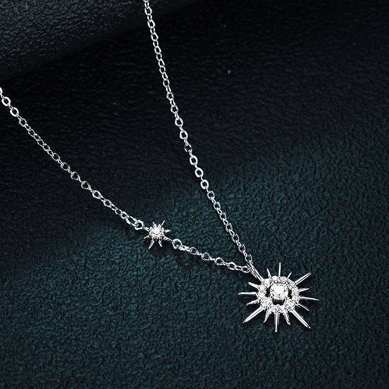 925 Sterling Silber Halskette mit Moissanite Hexagramm Anhänger, Damen Schmuck, elegant.
