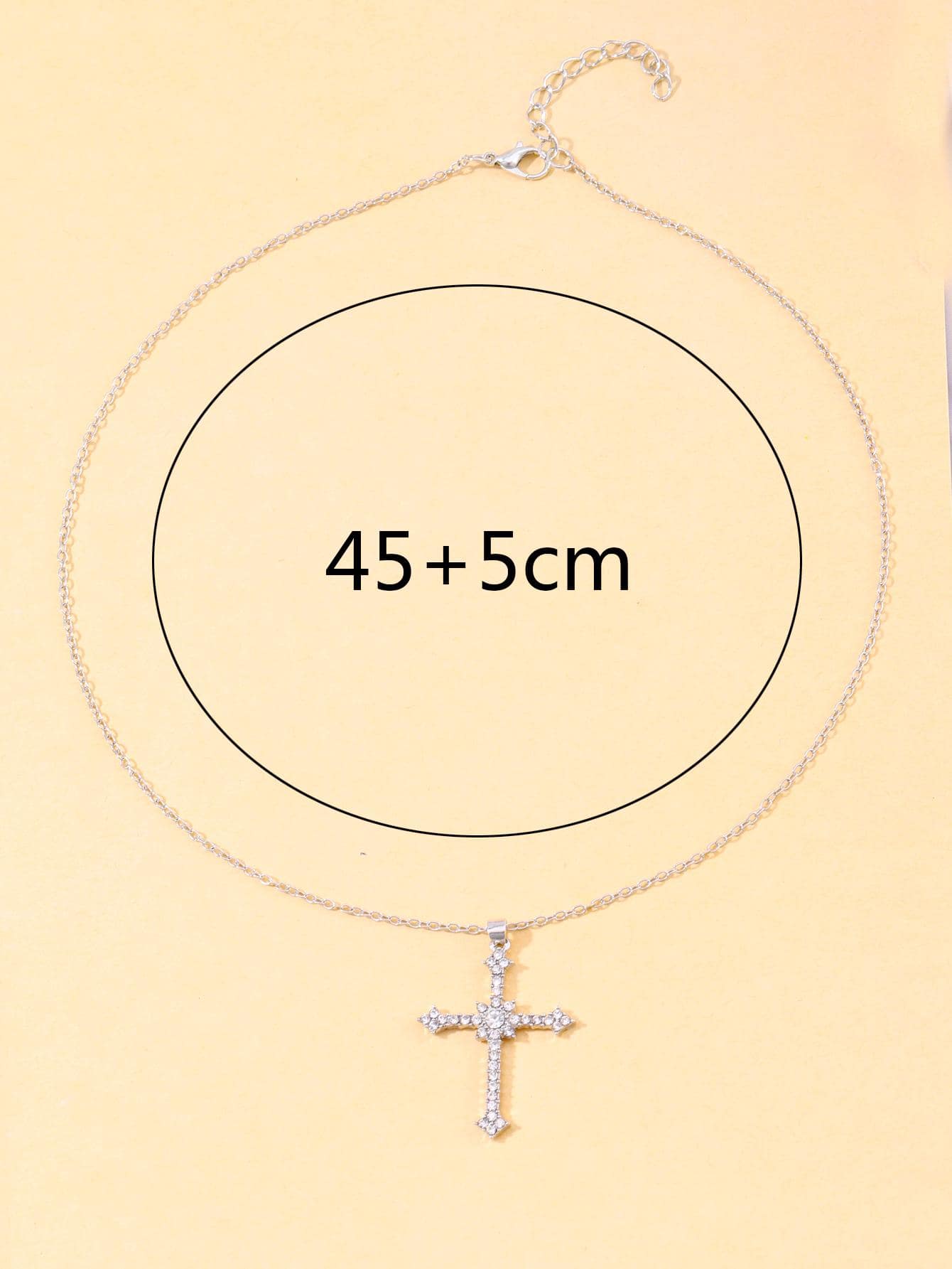 Silberne Halskette mit Kreuzanhänger, 45+5 cm, Damen Schmuck, elegantes Design.