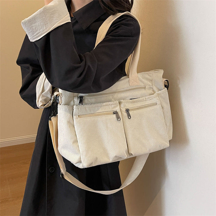 Trendy ribfløjl skuldertaske - VelvetVogue