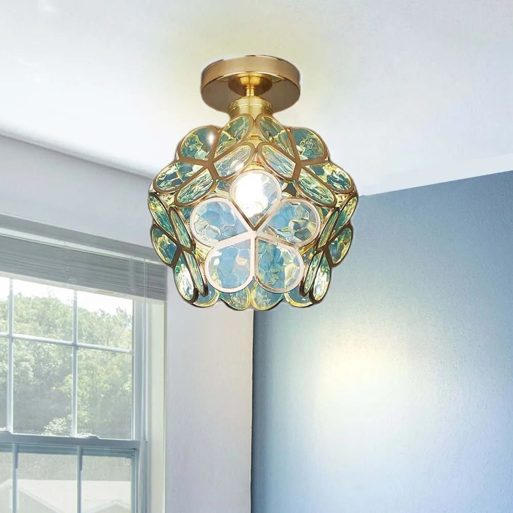 Loftlampe med glasblomster - FloraGlow