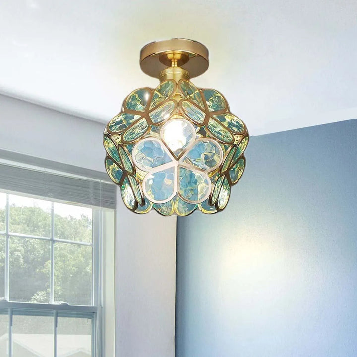 Loftlampe med glasblomster - FloraGlow
