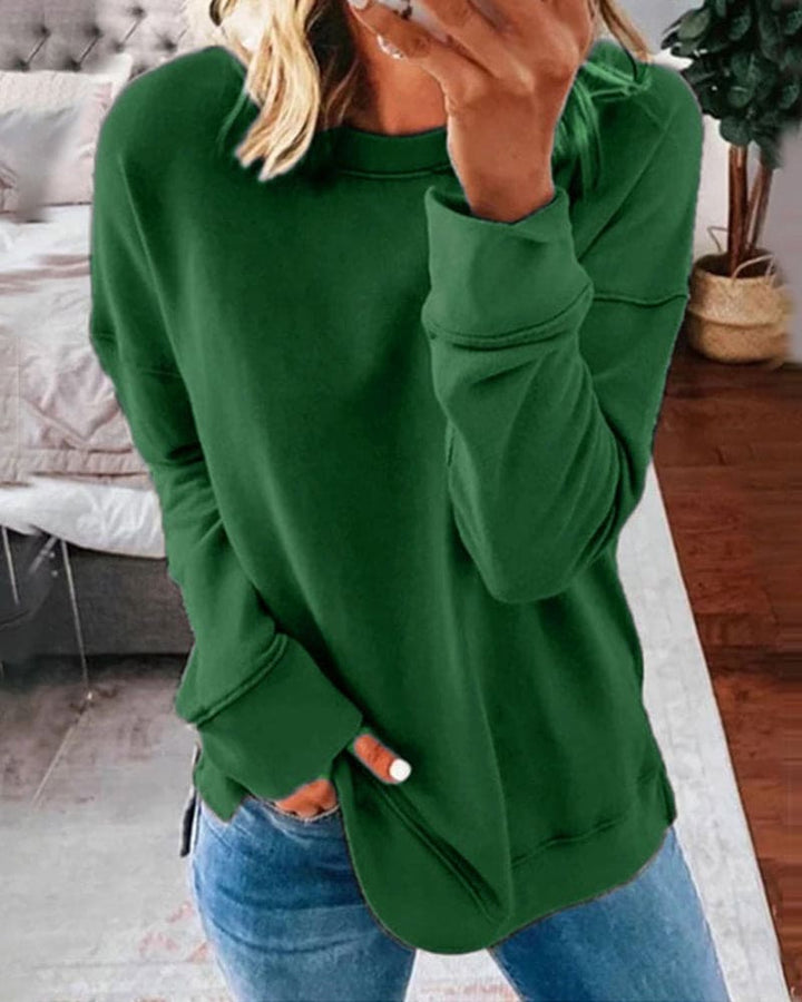Ensfarvet damesweatshirt - Serena