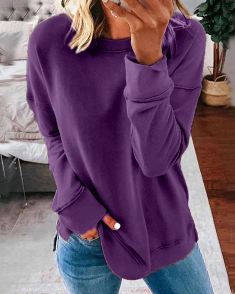 Ensfarvet damesweatshirt - Serena