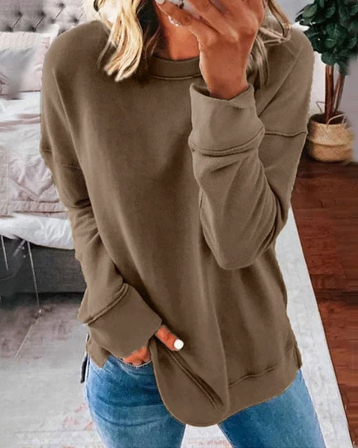 Ensfarvet damesweatshirt - Serena