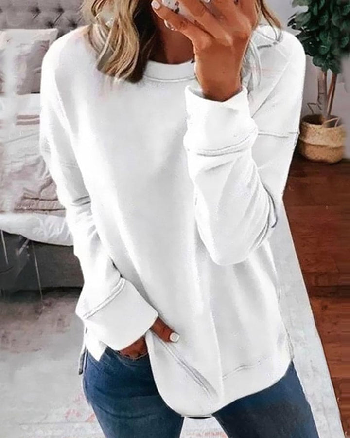 Ensfarvet damesweatshirt - Serena
