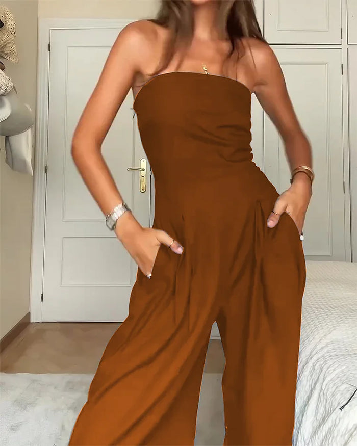 Skulderfri og stilfuld damejumpsuit til enhver lejlighed – Elina