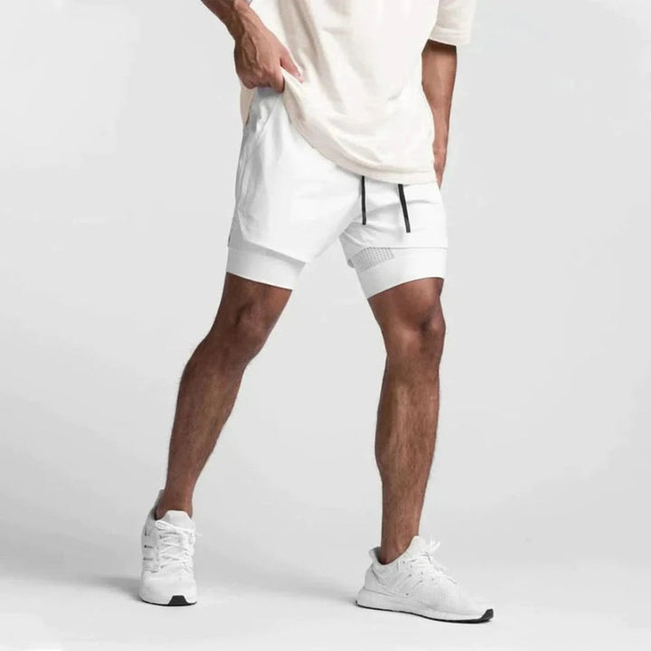 2-i-1 herre sportsshorts, åndbare med indershorts til træning - Noah