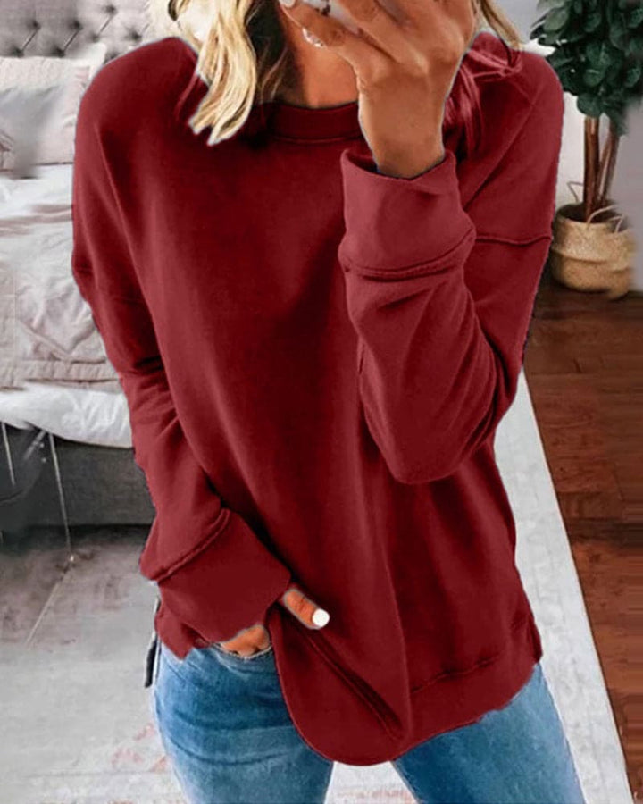 Ensfarvet damesweatshirt - Serena
