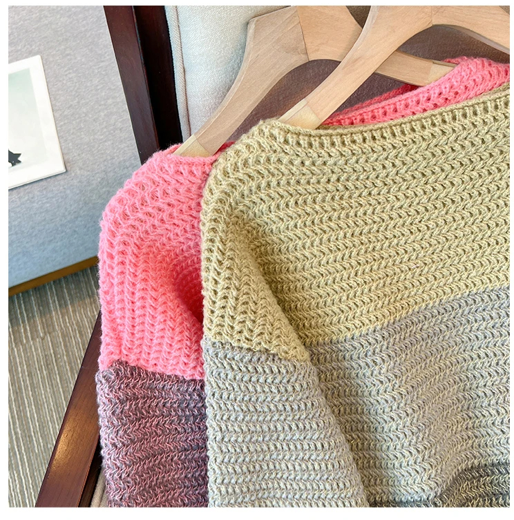 Dame Oversize Strikketrøje med Patchwork-design – Melina