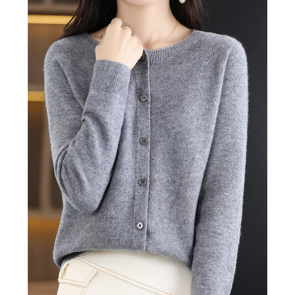 Dame Rundhalset Cardigan – Amalia Efterårsfortryllelse