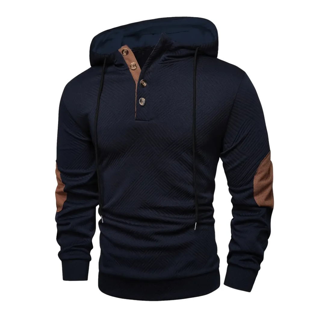 Herre Outdoor Hoodie med Comfort-Stretch & Knaplukning – Mads
