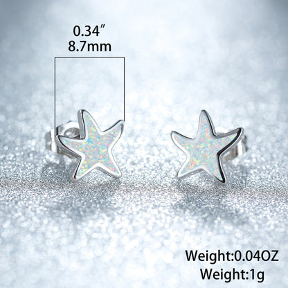 Silberne Stern-Ohrringe mit Glitzer, 8,7mm, 1g, modisches Schmuckstück für Damen.