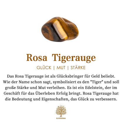 Rosa Tigerauge Edelstein, Glücksbringer, Stärke, Mut, Geld, Erfolg, Schmuck, Heilstein.