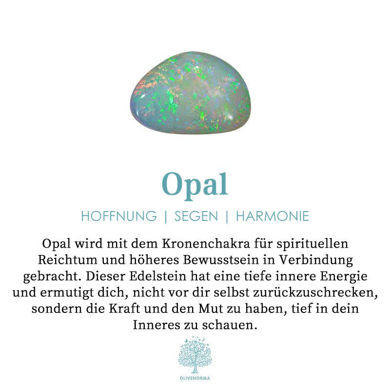 Opal Edelstein, grün-blau, spirituelle Bedeutung, Kronenchakra, Hoffnung, Segen, Harmonie.