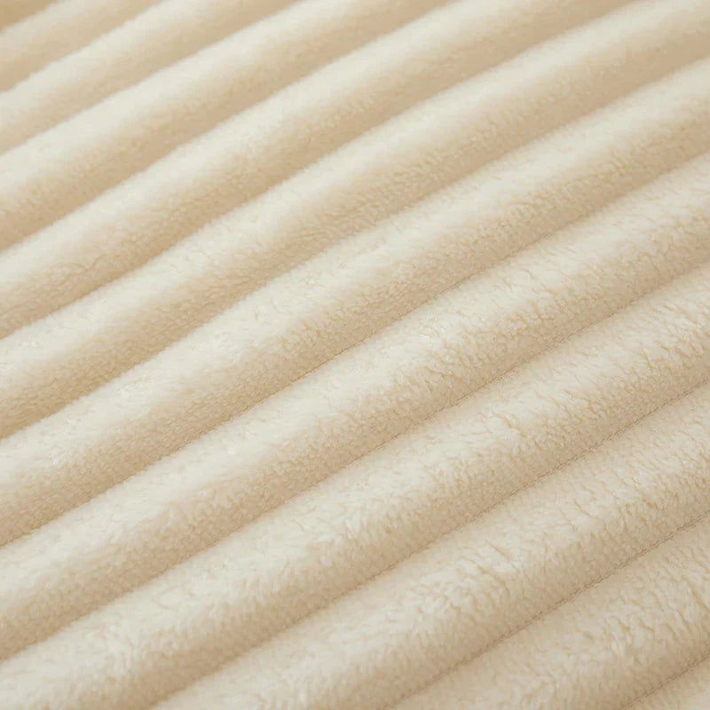 Bredstribet flonel-fleece tæppe - CozyStripe